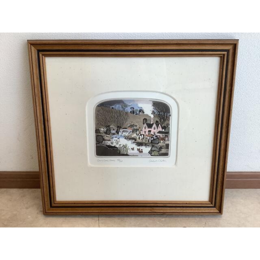 グラハムクラークの銅版画 牛さんのお帰り