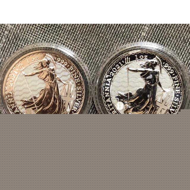 イギリス王立政府造幣局発行ブリタニア純銀 1オンス銀貨 2021年 2枚セット