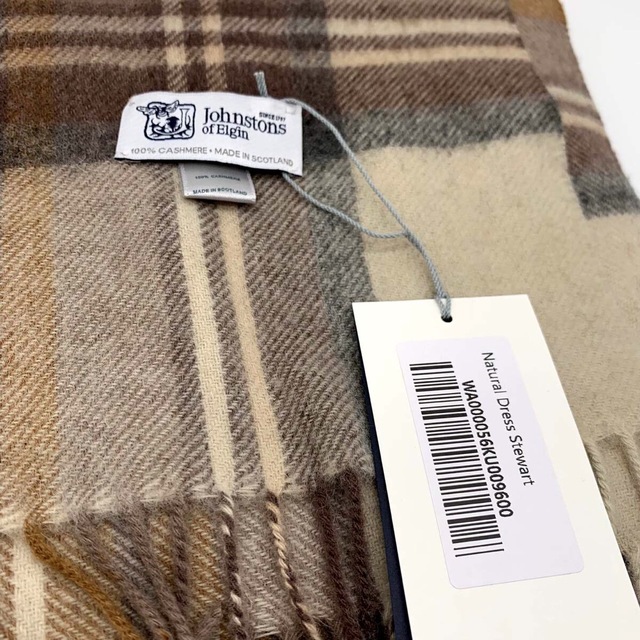 ジョンストンズ 大判マフラー ストール チェック柄 ナチュラルドレス