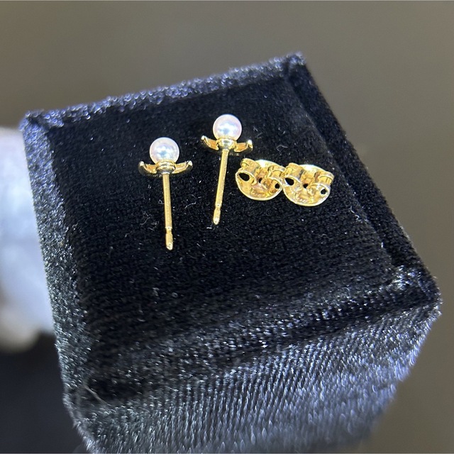 MIKIMOTO - ミキモト ピアス 一粒真珠 18K 18金 ゴールド 三日月