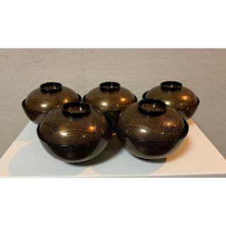 輪島塗汁椀5客揃金波蒔絵文様