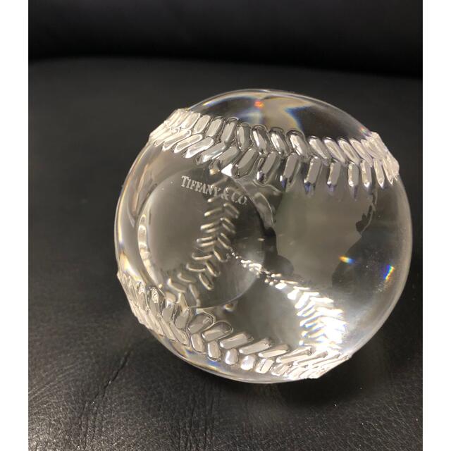 極美品】ティファニー クリスタル 野球ボール ペーパーウェイト 置物