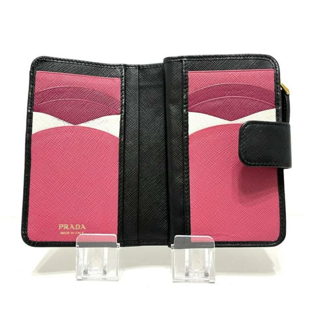 PRADA - PRADA(プラダ) 2つ折り財布 - 1ML225 黒×ピンク L字ファスナー