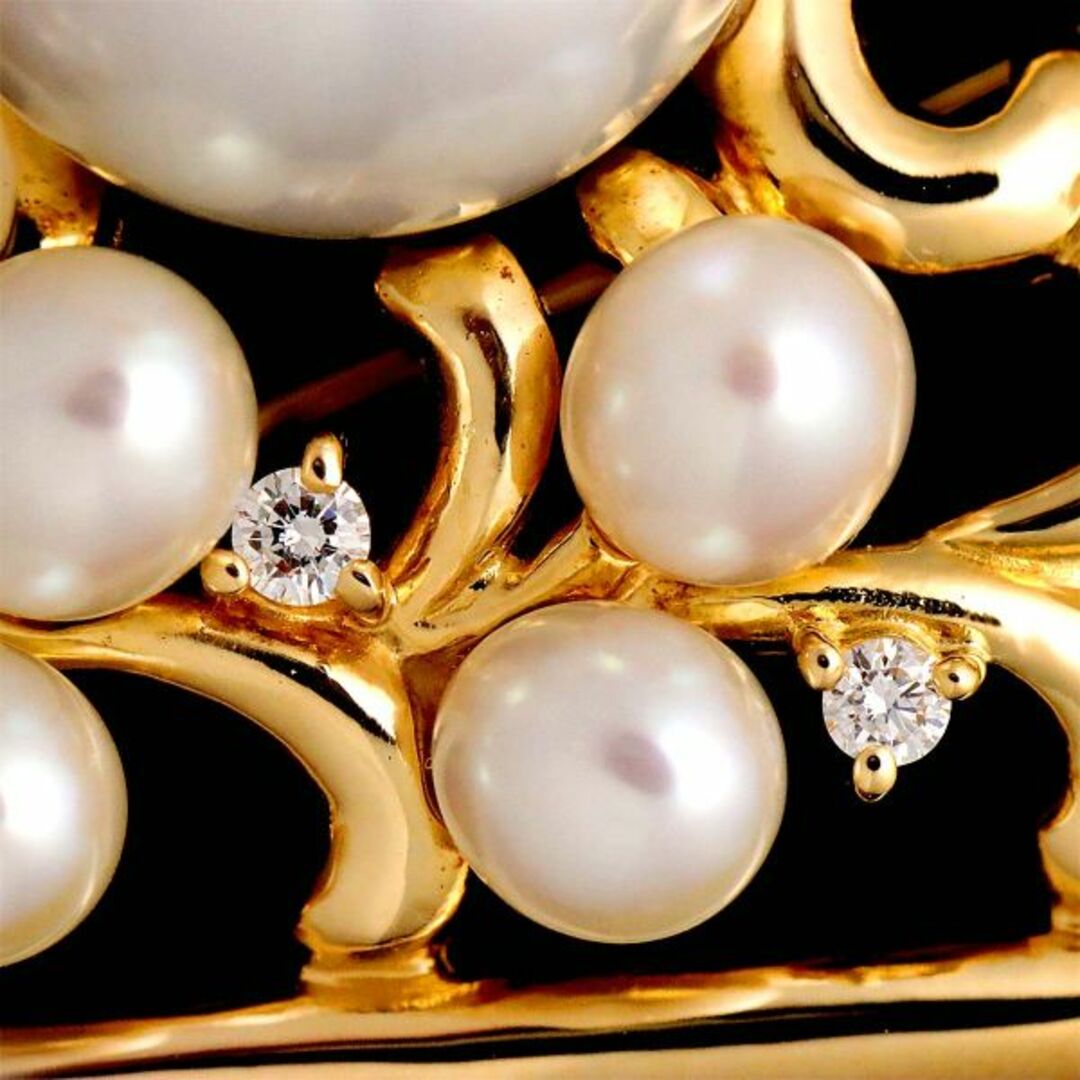 南洋パール K14WGダイヤ入りブローチ TASAKI - タサキ TASAKI 白蝶真珠