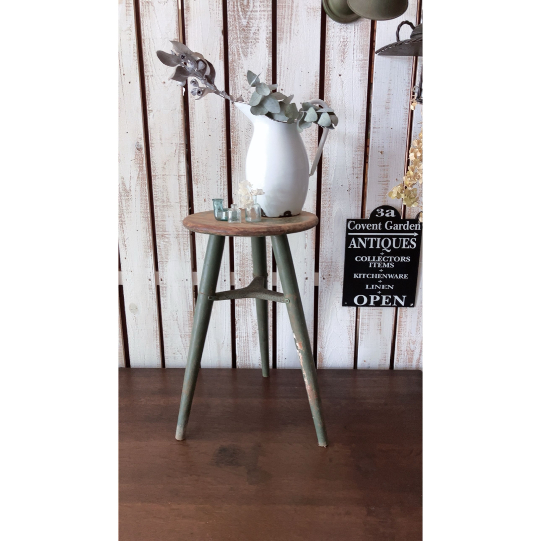 ヴィンテージ 木製 希少 スツール 3本足 本物 ヴィンテージ 木製 希少