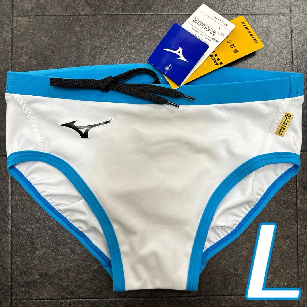 Mizuno 競泳用水着 L ホワイト/ブルー 楽天市場】ミズノ 競泳水着