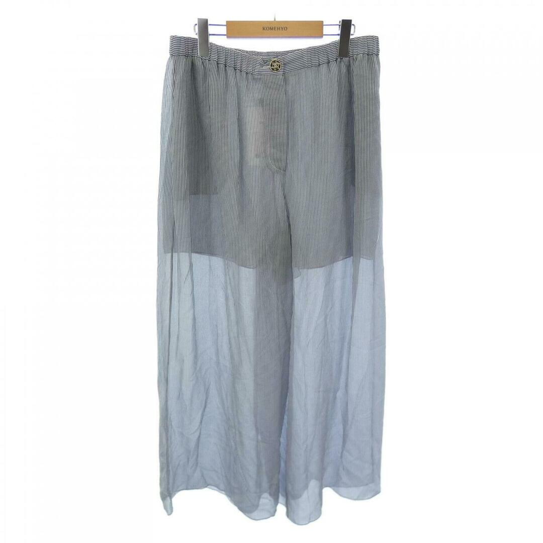 CHANEL ストライプ 七分丈 ガウチョパンツ 白 36