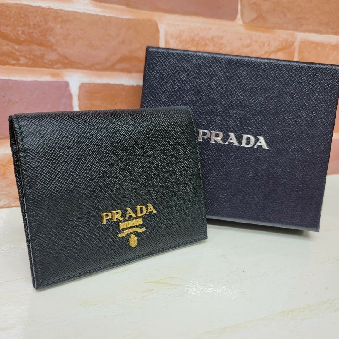 PRADA - 美品PRADA☆鑑定済☆サフィアーノ1MV204 黒 プラダ財布の通販