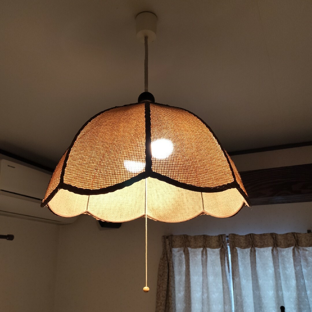 ビンテージ古家具 籐ラタン ペンダントライト/ 天井 アンティーク 昭和