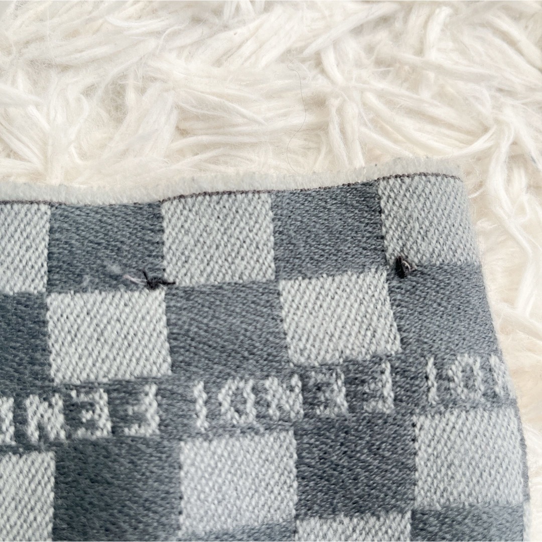 FENDI - イタリア製 フェンディ マフラー チェック柄 ロゴ入り