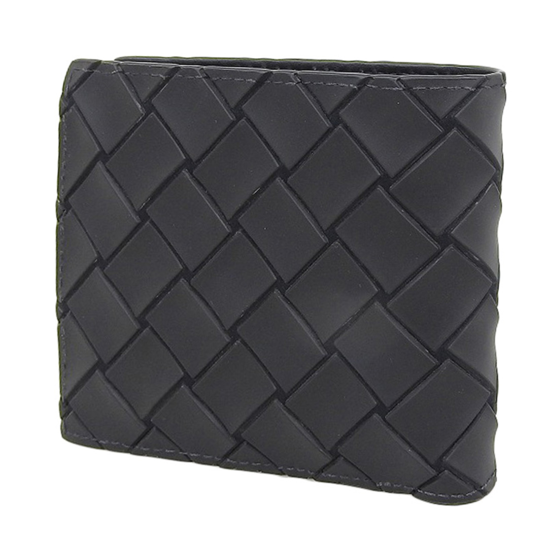 ボッテガヴェネタ 二つ折り財布 イントレチャート 編み込み レザー 黒
