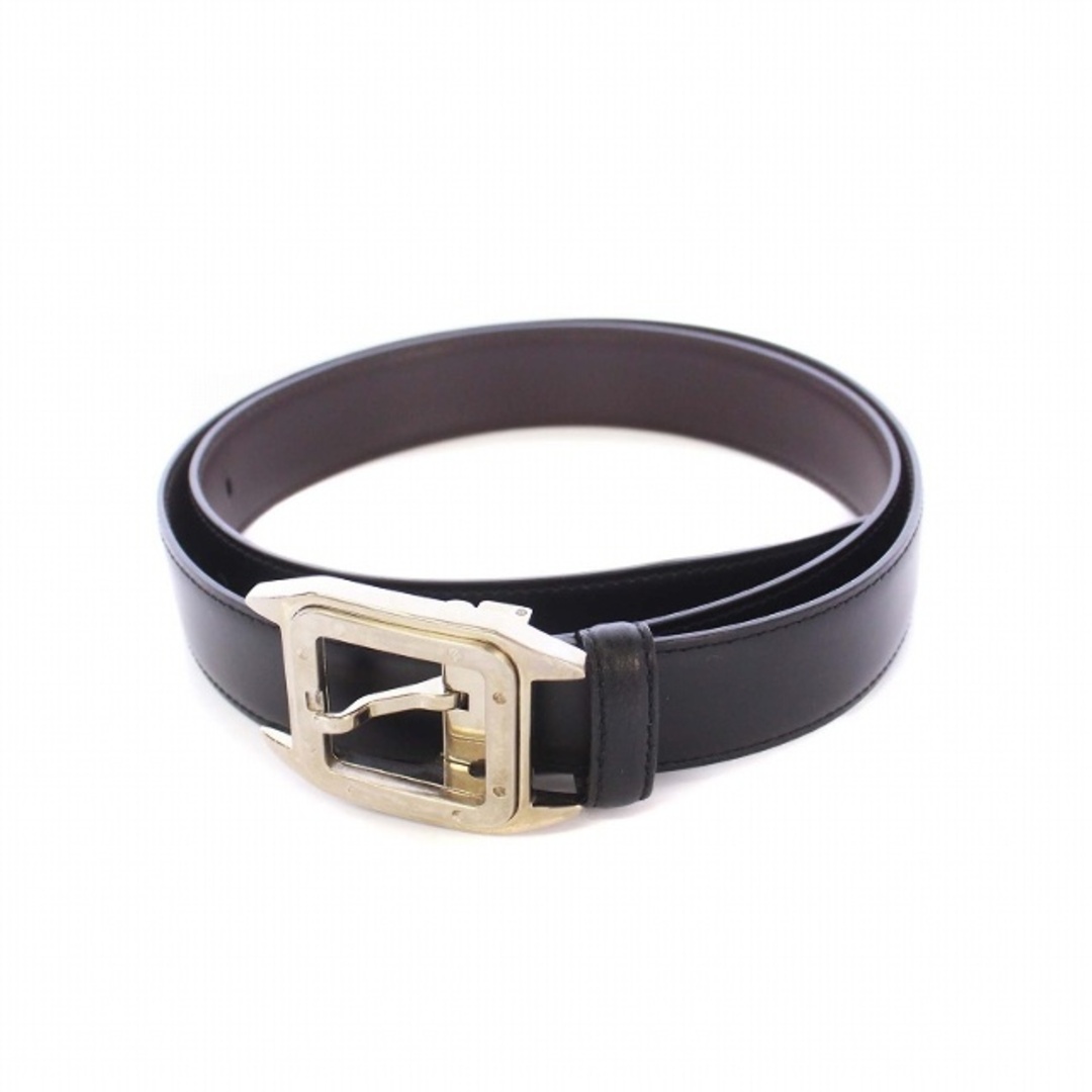 Cartier サントス ドゥ カルティエ レザーベルト シルバー金具 黒 楽天