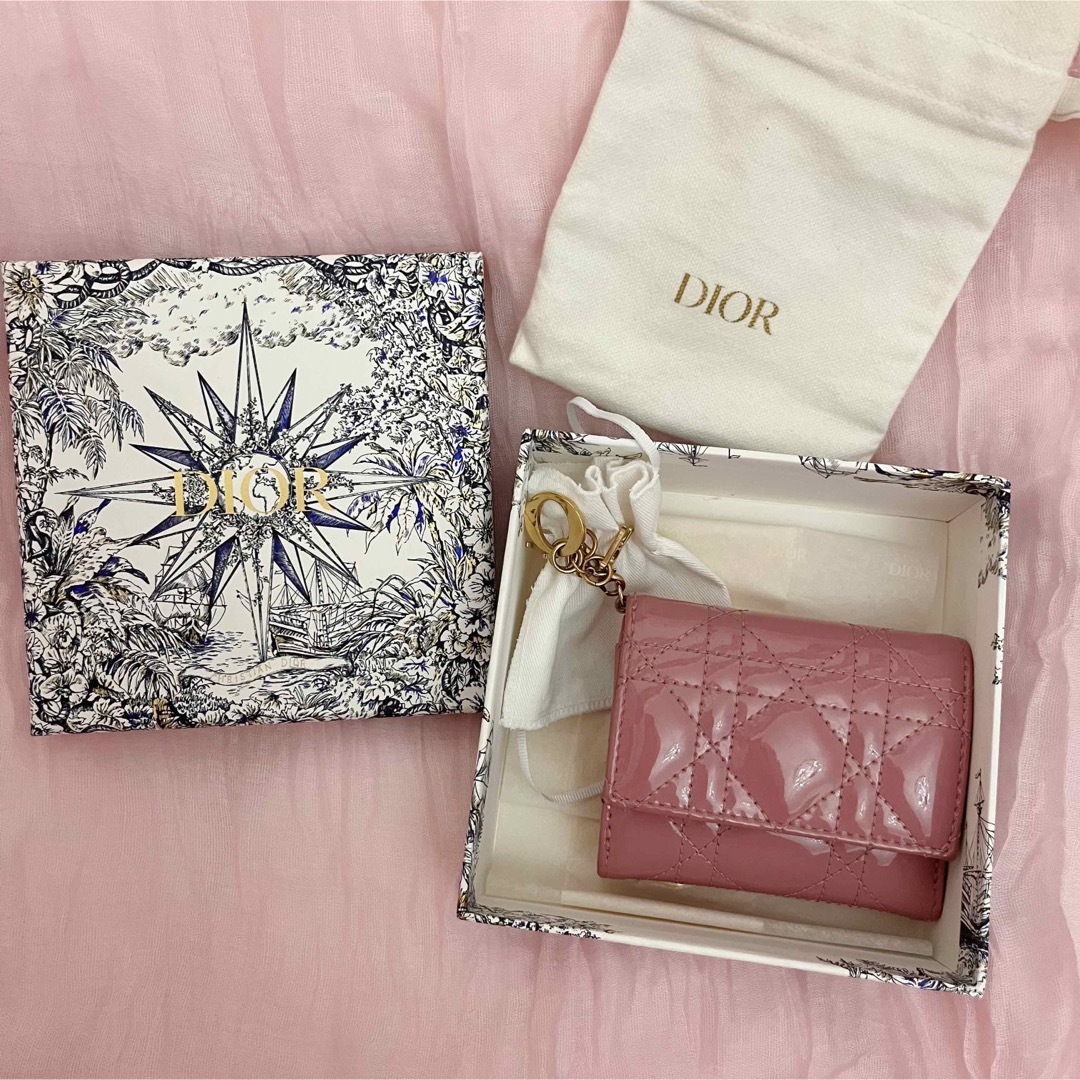 Dioramour Lady Dior Lotus ウォレット ピンク 三つ折財布 日本限定
