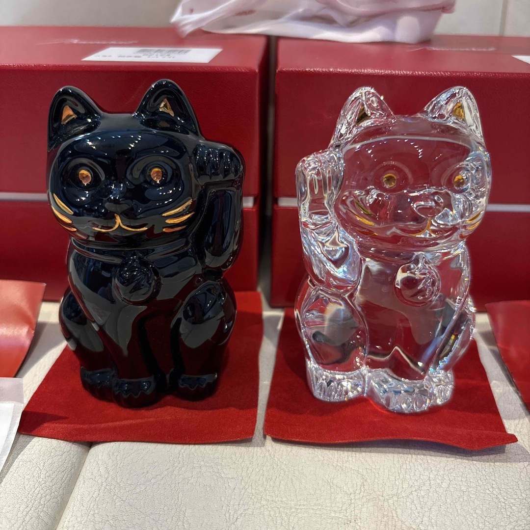 バカラ 招き猫 赤 箱なし まねき猫 クリア＆レッド セット | 商品詳細