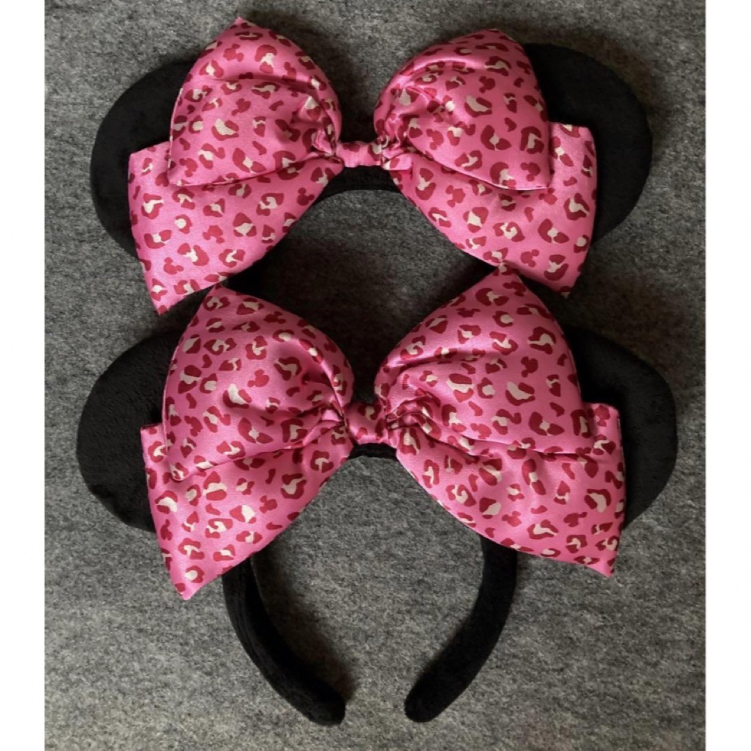 ディズニー カチューシャ ヒョウ柄 ピンク リボン ミニー ペア まとめ売り