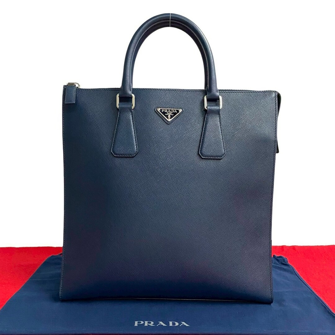 極 美品 PRADA プラダ 三角ロゴ 金具 サフィアーノレザー 本革