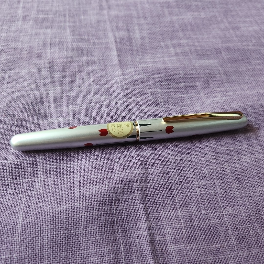 プラチナ万年筆廃番白軸花柄ショート万年筆昭和レトロ18K 14K