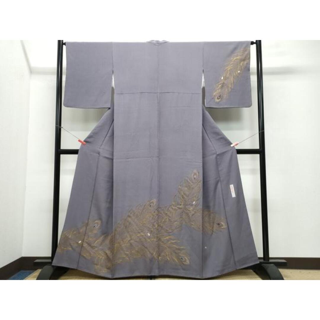 金彩 孔雀 松坂屋 生絹 訪問着 着物 フルセット スモールサイズ