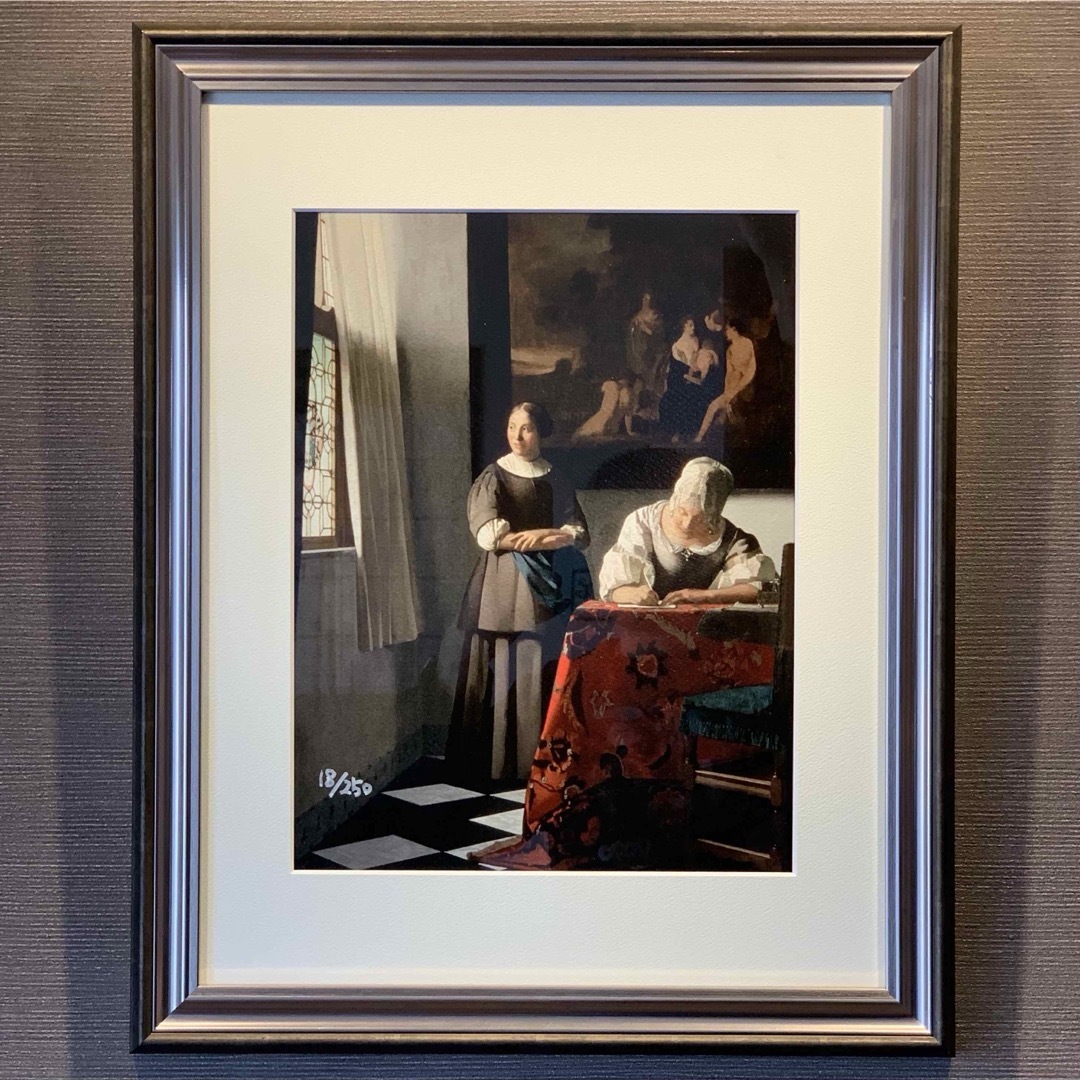 ヨハネス・フェルメール 「手紙を書く女と召使い」 18/250 シルク