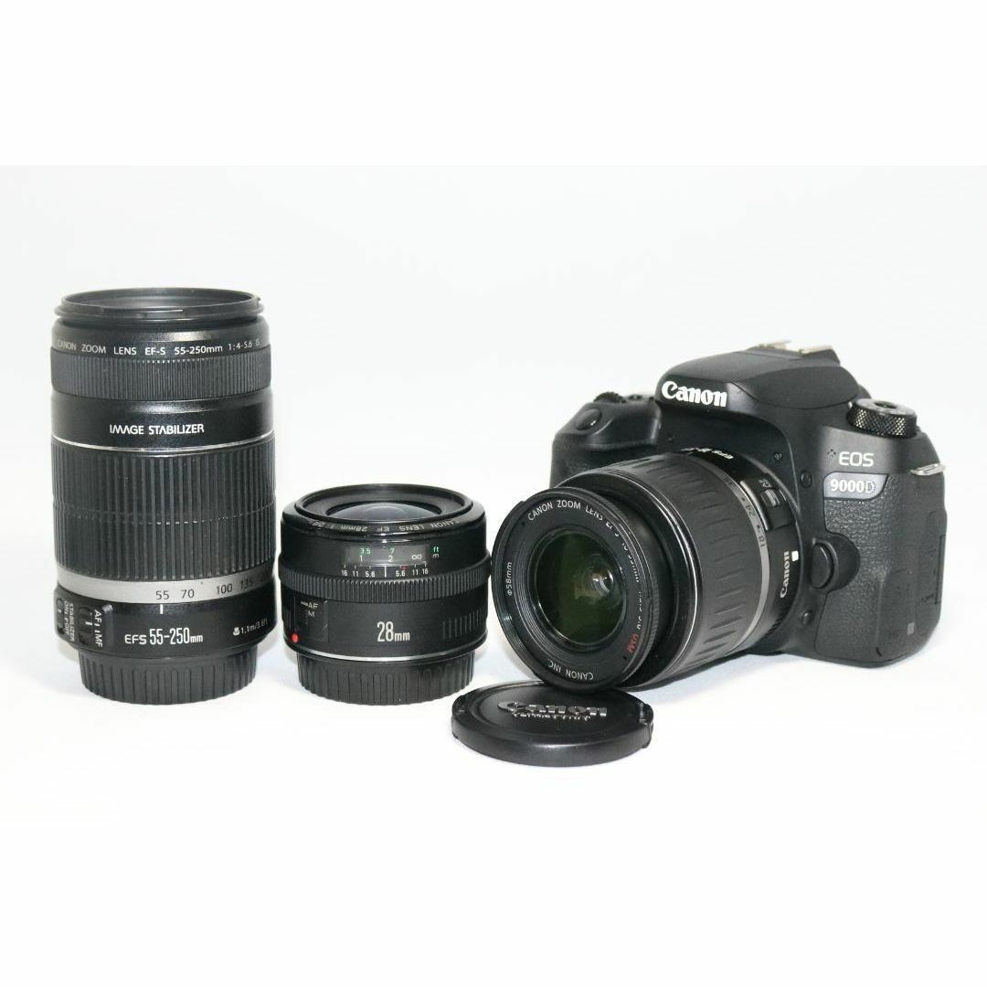 保証付/Wi-Fi/Canon EOS 9000D標準&望遠&単焦点レンズセット Canon