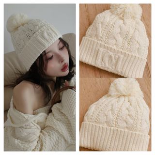 Darich ダーリッチ テディベアハット アイボリー 耳付きニット帽