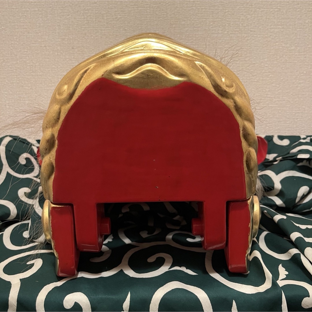 希少】 獅子舞 獅子頭 金箔 木彫 魔除け 金彩 古美術 木製 木彫 お祭り