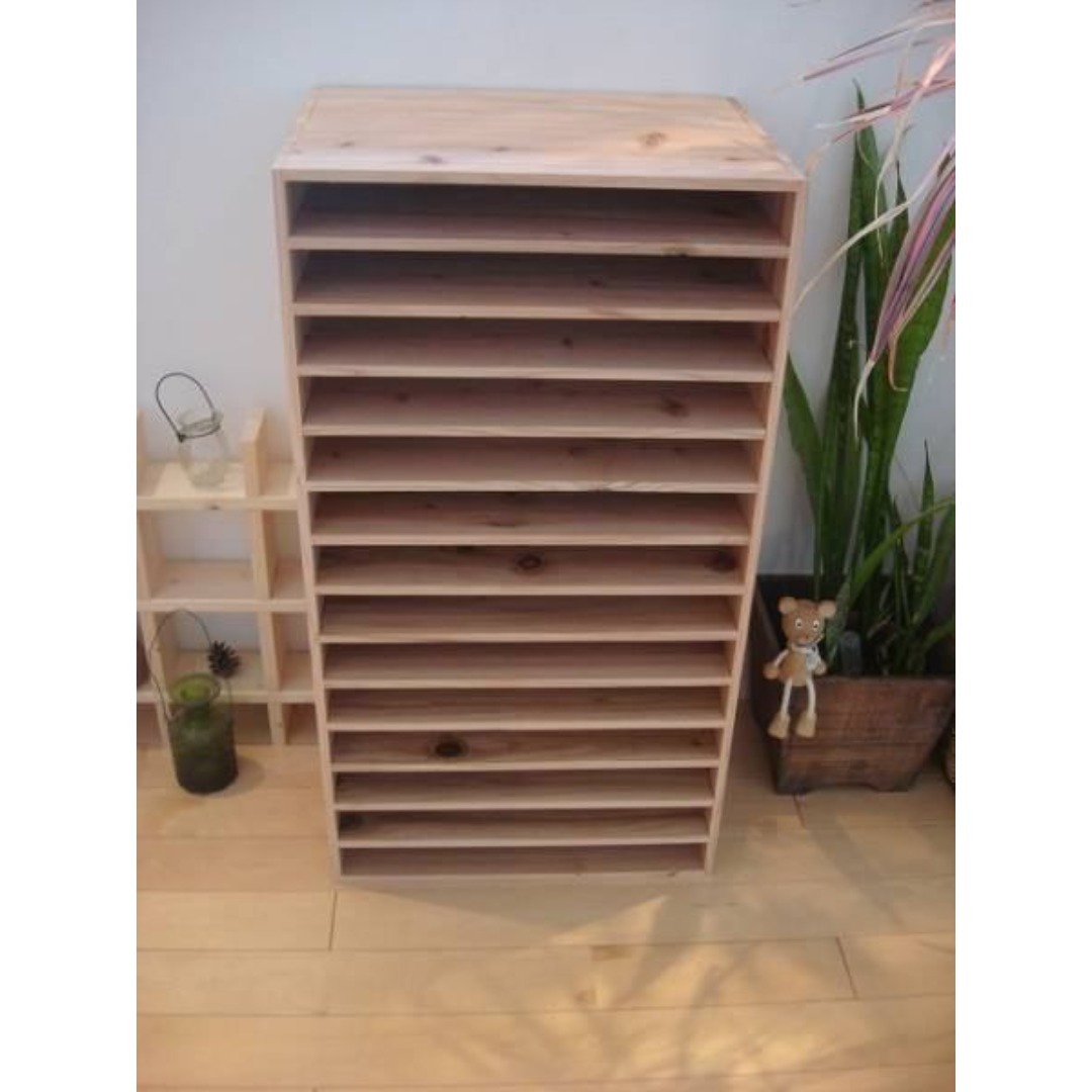 ☆送料無料☆サイズ変更可能☆B4木製14段書類棚/無垢材