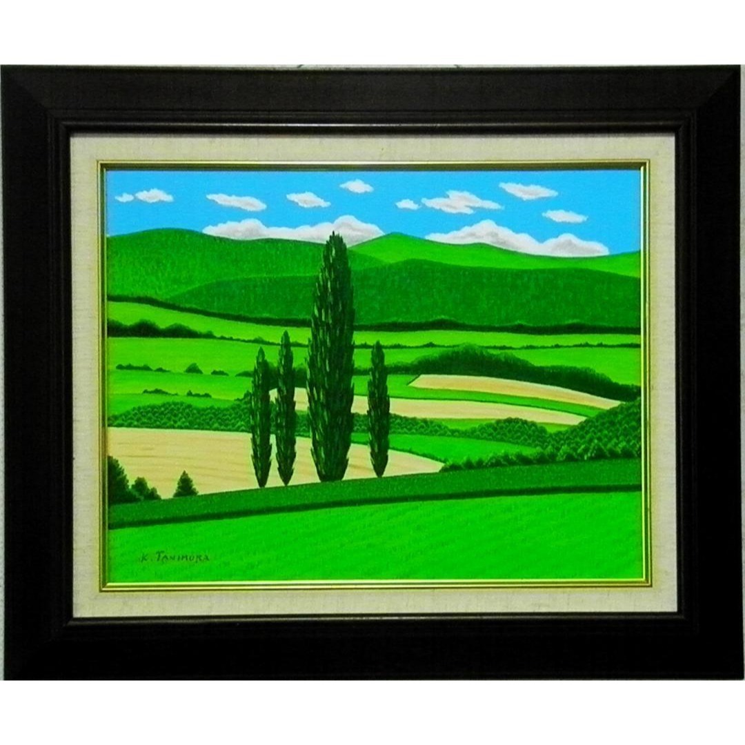 ☆新緑の美瑛・肉筆油彩画・F6キャンバス ☆新緑の美瑛・肉筆油彩画