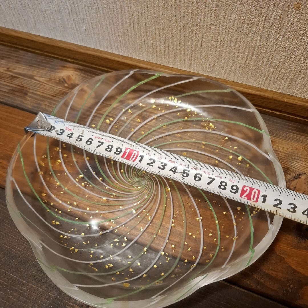 水崎硝子 金箔入りフローラルスパイラルプレート #MZY25