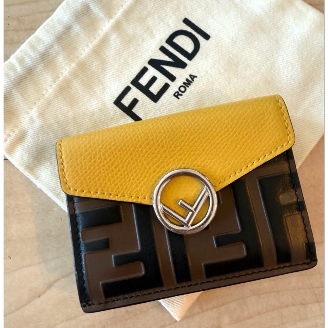 FENDI 三つ折り財布 イエロー/ブラウン