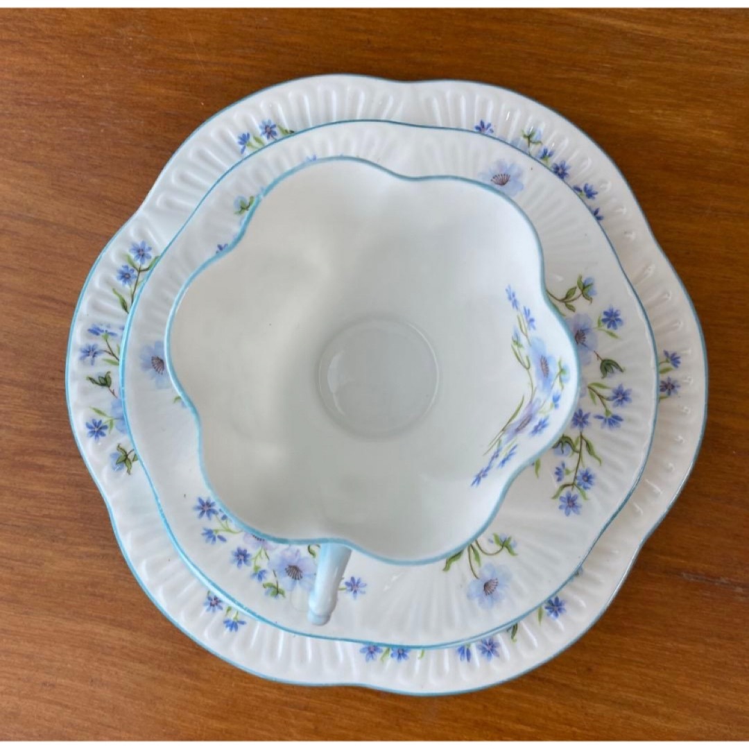 シェリー ブルーロック カップ ソーサー プレート2枚 カルテット