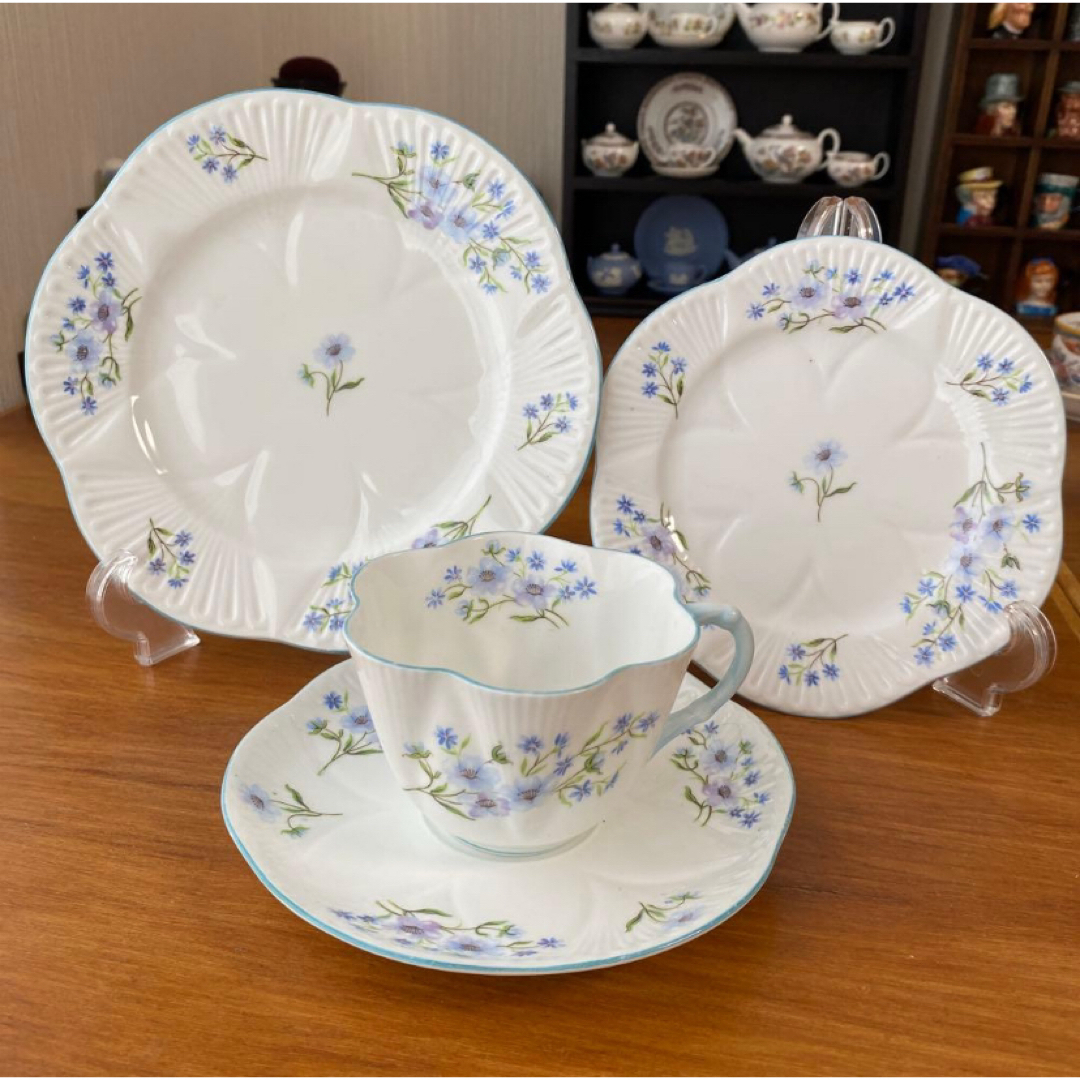 シェリー ブルーロック カップ ソーサー プレート2枚 カルテット