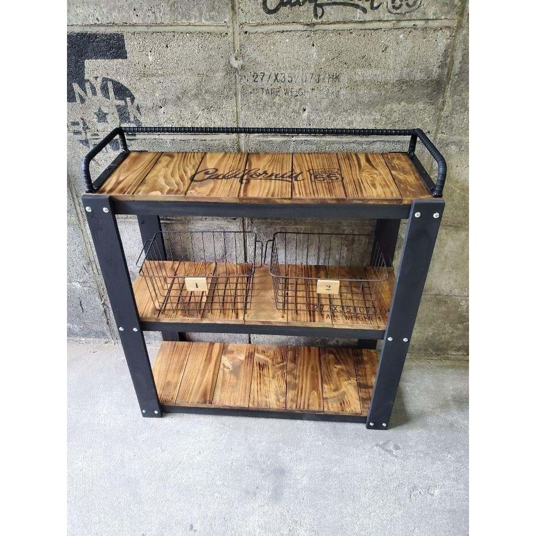 鉄筋バーラック 木製ラック 棚 収納 男前インテリア インダストリアル 1028