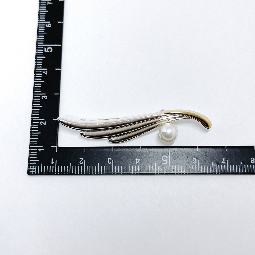 MIKIMOTO ミキモト パール K18 /SV ウイング 羽 ブローチ