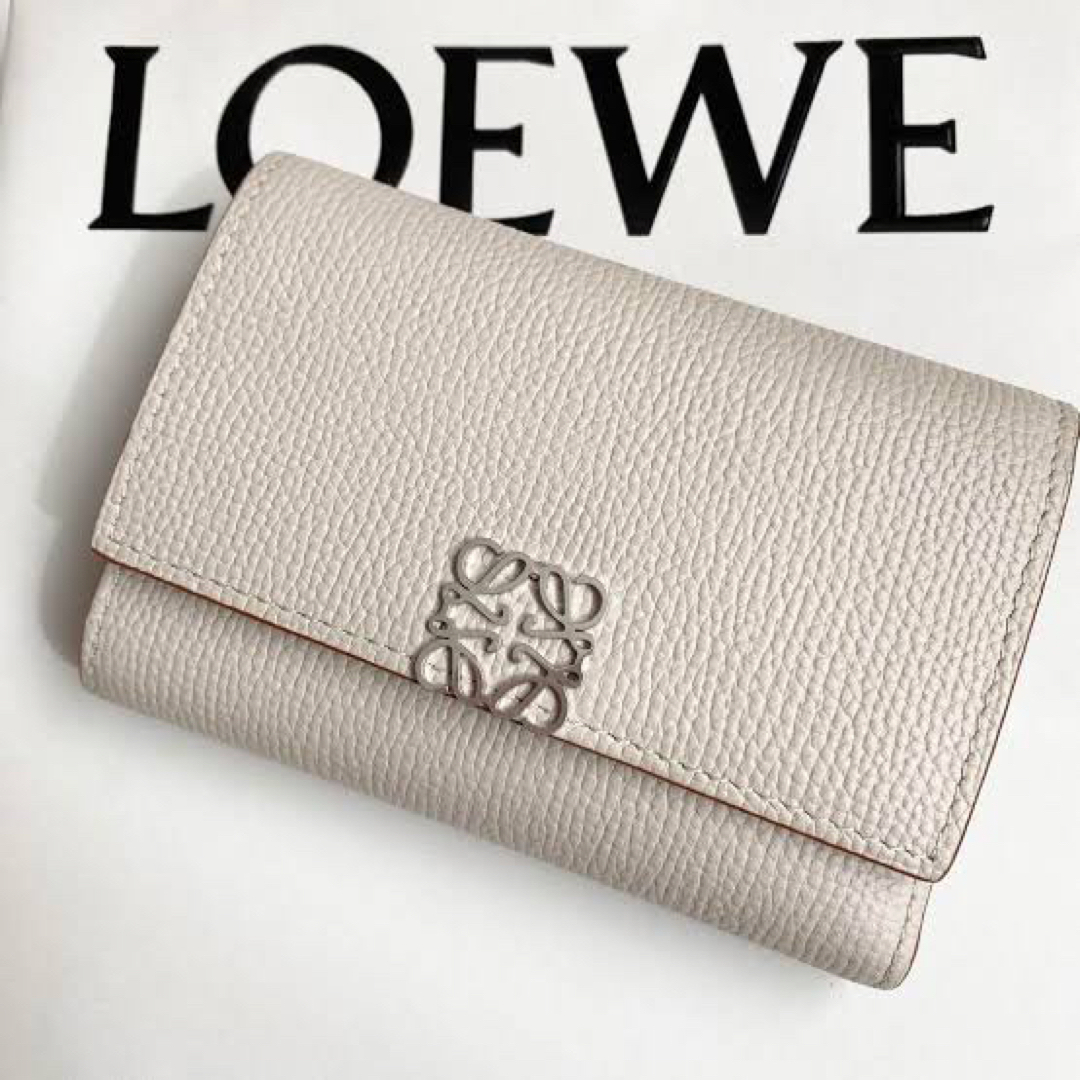 LOEWE 財布 アナグラム コンパクト フラップウォレット ライトゴースト