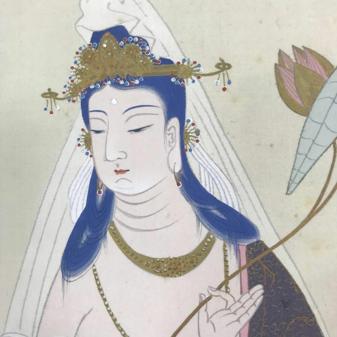 真作】素石/観音図/掛軸☆宝船☆AB-540