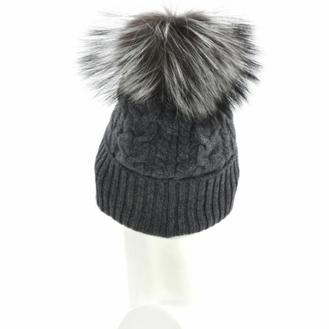 MONCLER ブラック ニット帽 ファー付き MONCLER - MONCLER ブラック