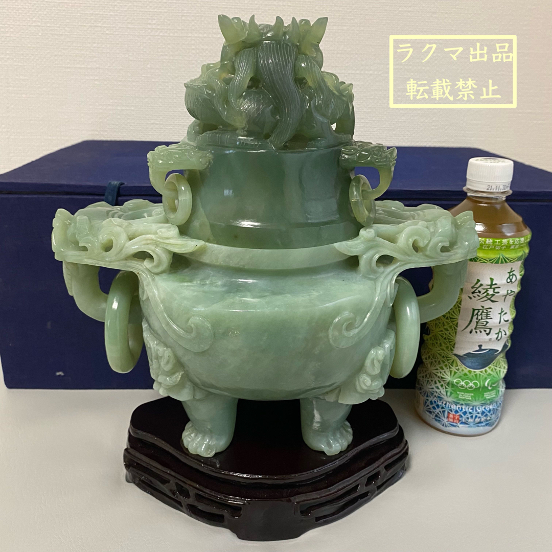 中国天然特大翡翠摆件 本物保証 清代 民国 古董品 美術品 重0.4kg
