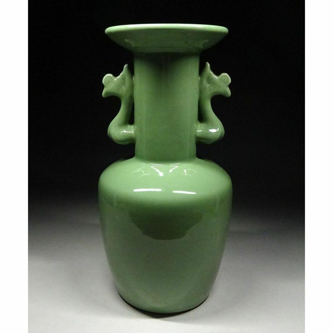 中国古玩 青磁 双耳 花瓶 高約30cm 唐物 時代物 t92559の通販 by 吉猫