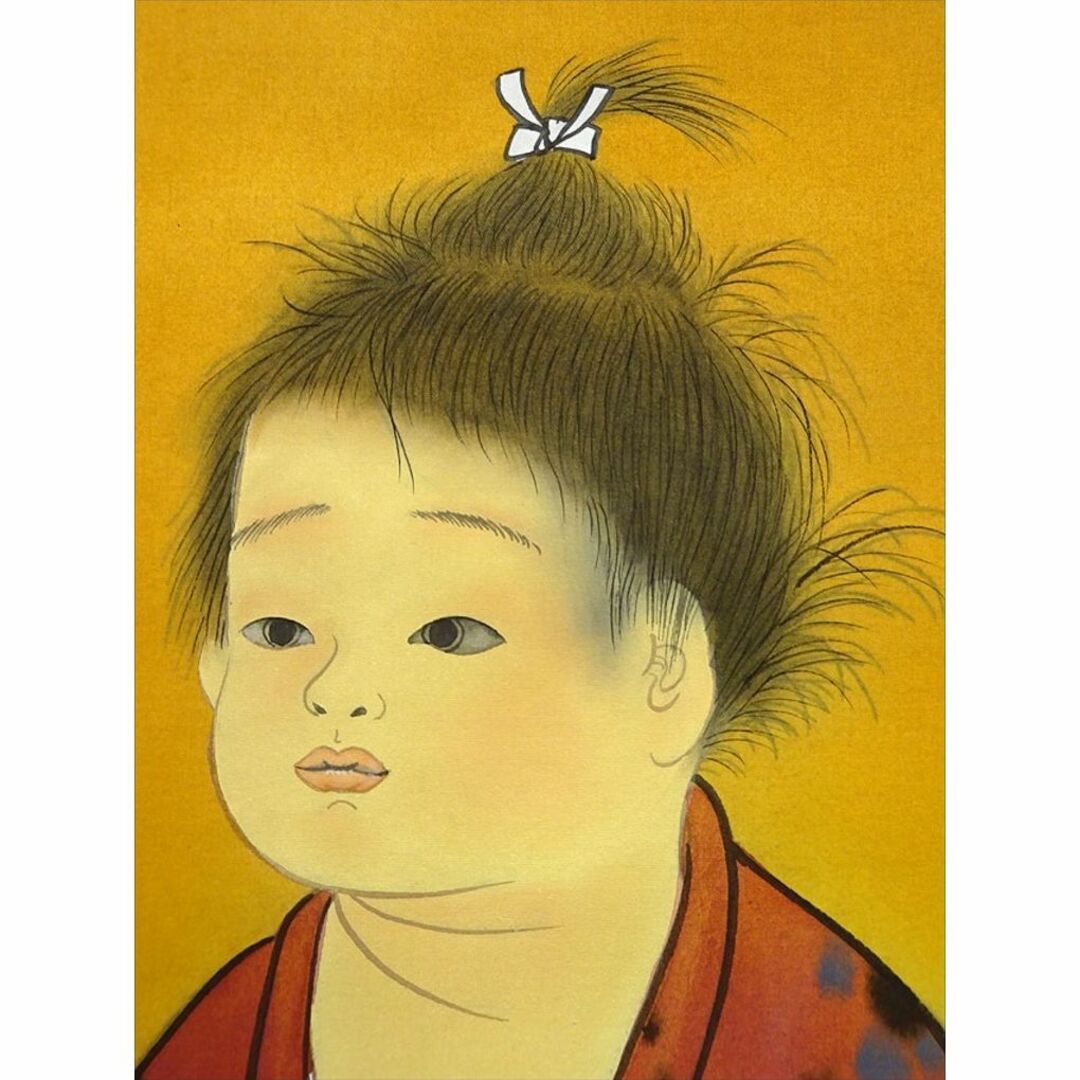 複製画】掛軸 横山大観『無我 童子図』日本画 絹本 掛け軸 a030417の