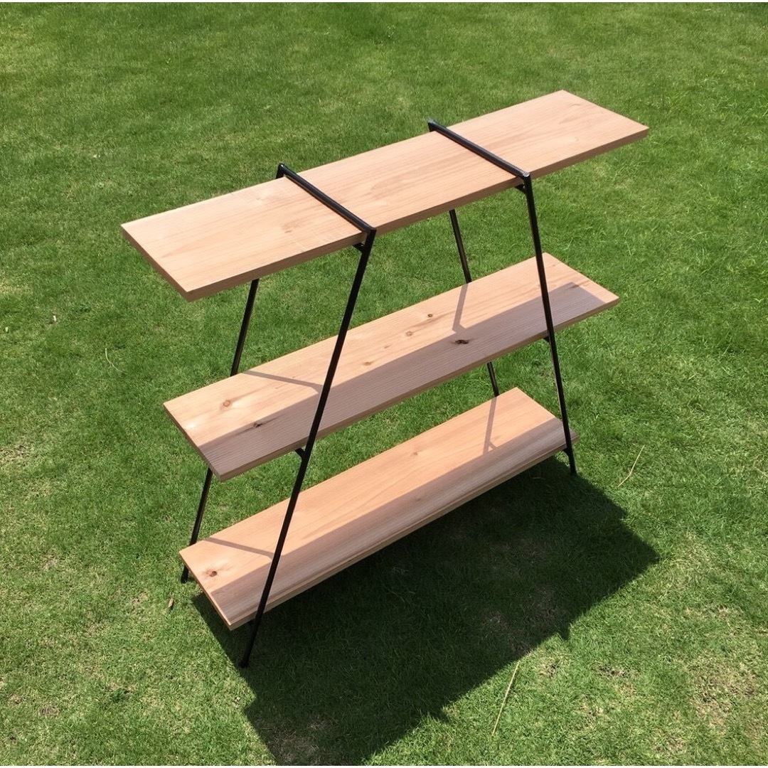 アイアンラック 3段 板3枚 // 多肉植物 キャンプ ラック シェルフ 棚