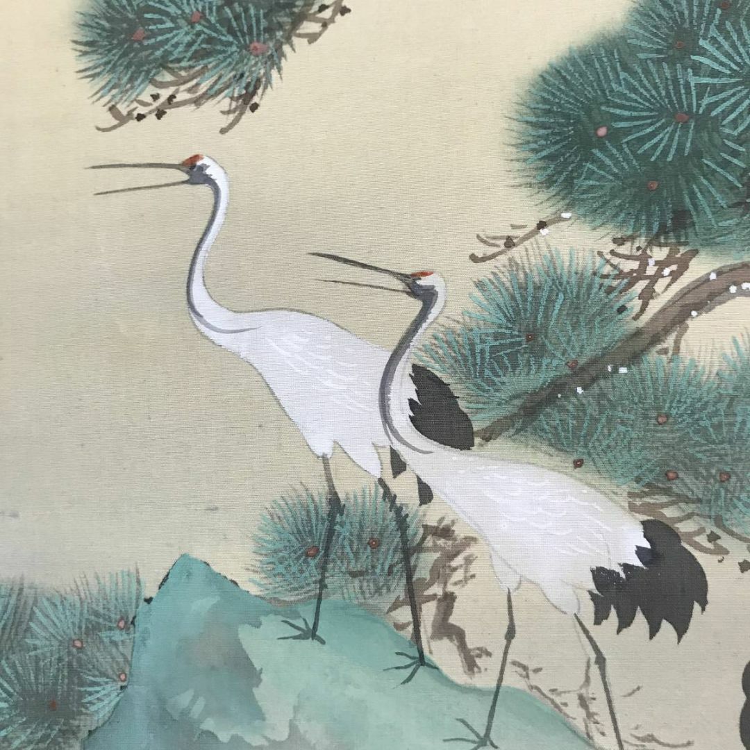 真作/平井東庵/柿に鴉之図/カラス図/花鳥図/掛軸☆宝船☆AE-410 真作