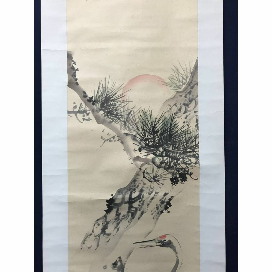 真作】大寛/初竹梅鶴亀図/双幅/対幅/掛軸☆宝船☆W-334 JM