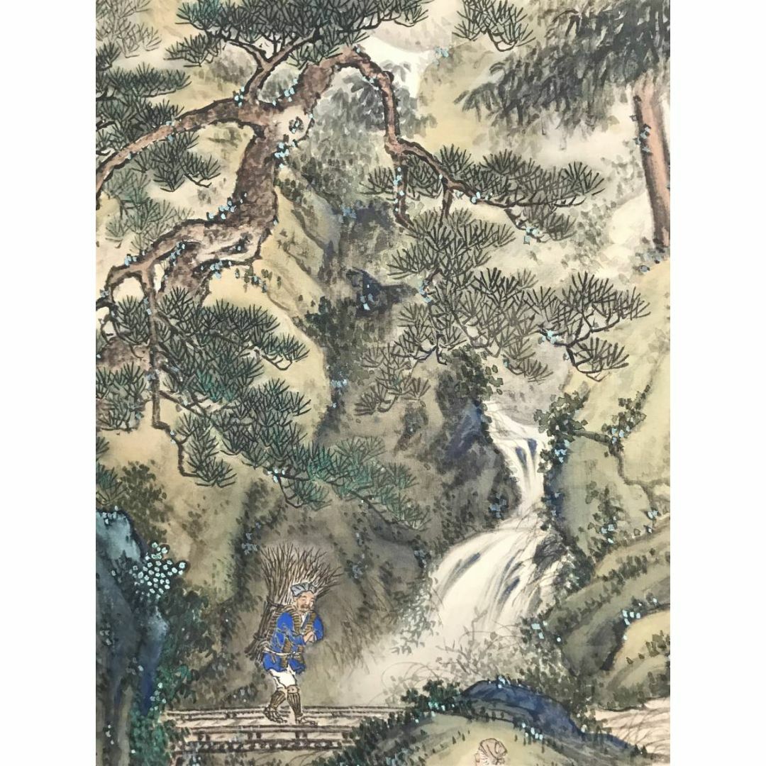 真作】近藤翠石/夏渓山樵図/山水図/人物図/掛軸☆宝船☆AC-783の通販