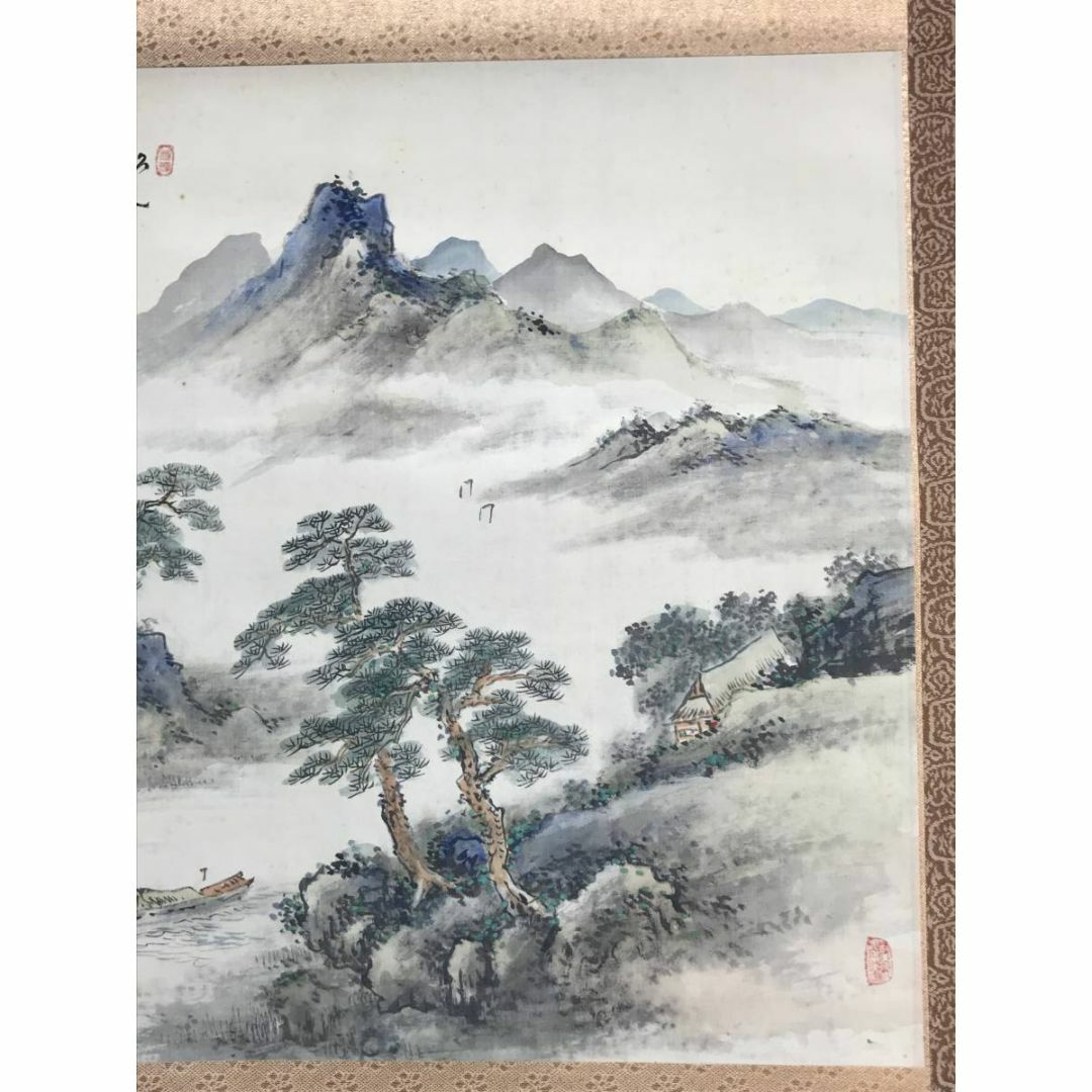 真作】若狭物外/室戸岬画賛/山水図/掛軸/名家伝来/AC-600 真作】若狭物