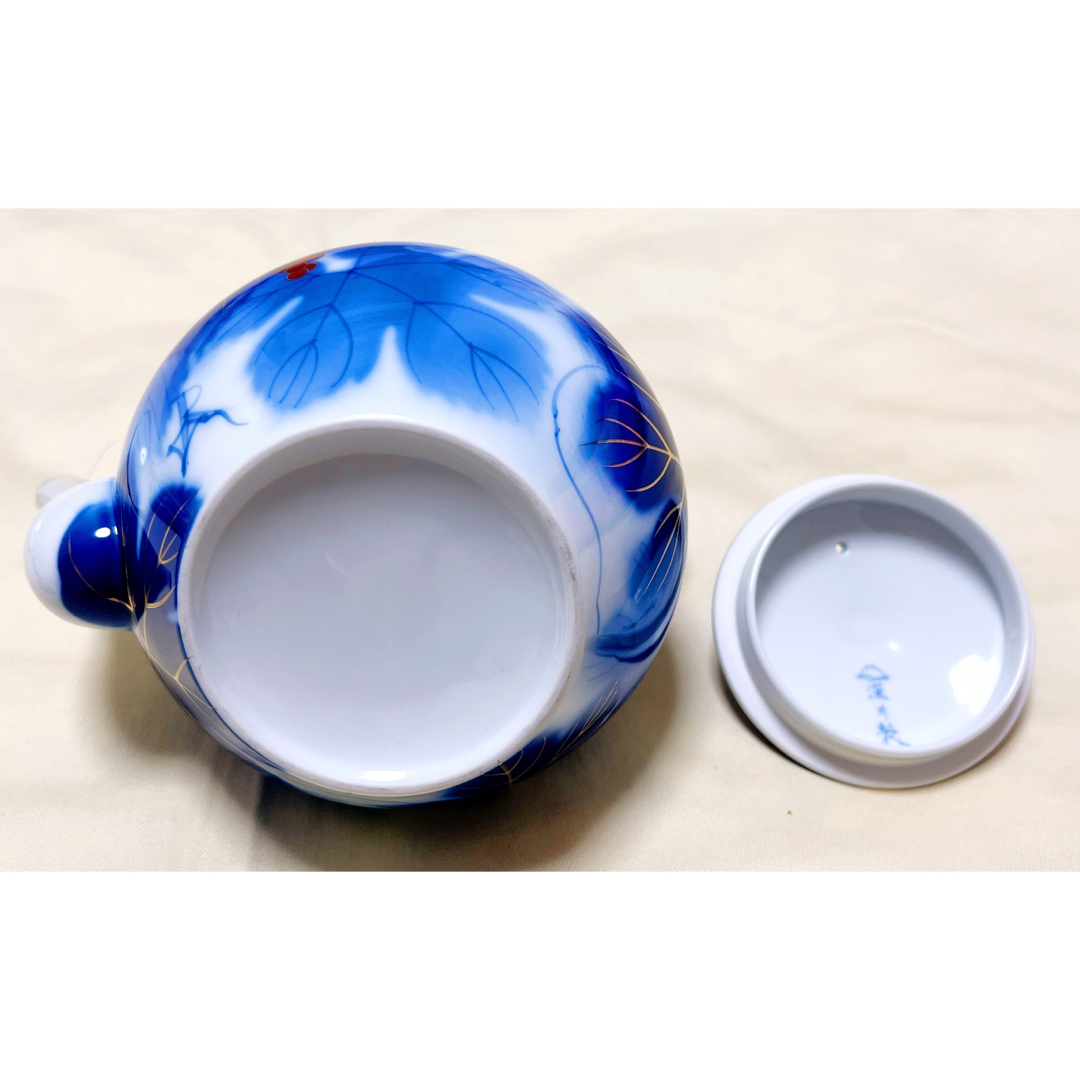 1746 有田焼 染付山水 茶器セット 急須1客 湯冷し1客 湯呑5客 未使用