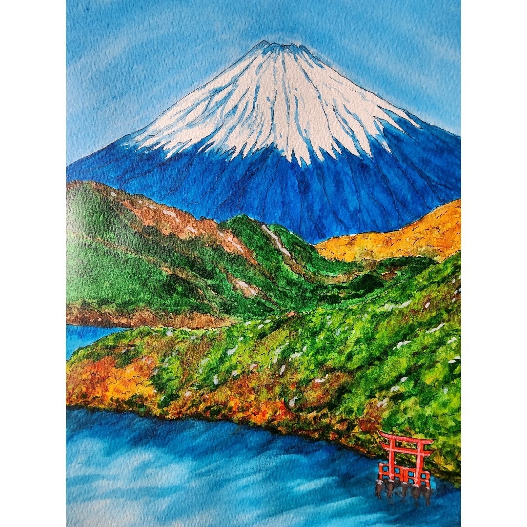 絵画】風景画 原画「富士山の見える風景」 絵画】風景画 原画「富士山