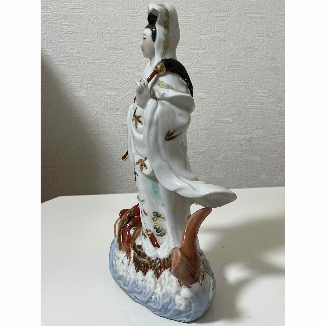 古玄社】古代美術 中国唐時代石造彩色観音／置物 TND200