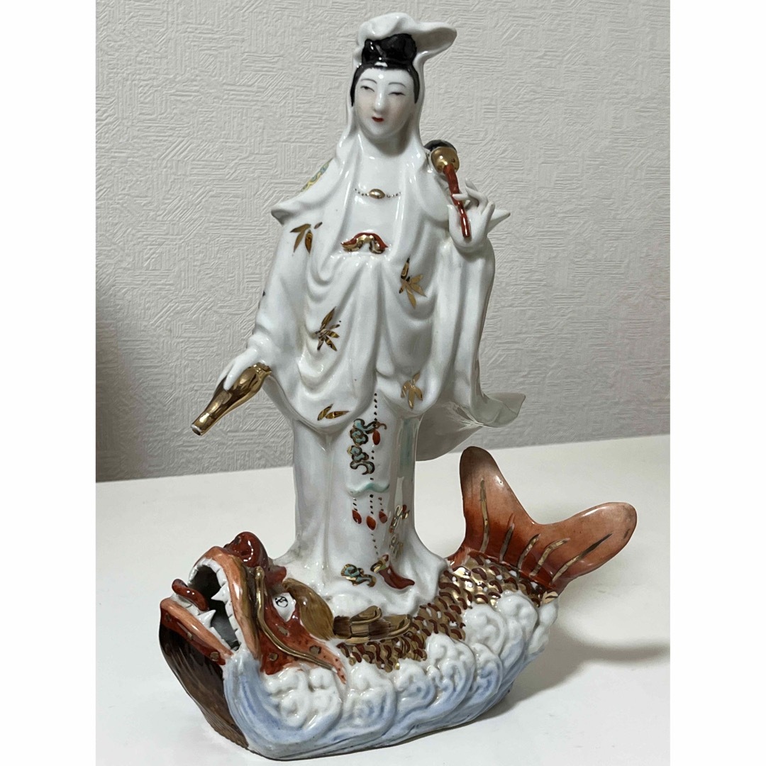 ◇爛◇ 中国古玩 白磁製 慈母観音像 20cm 唐物仏像骨董 [N4.2]PRg3