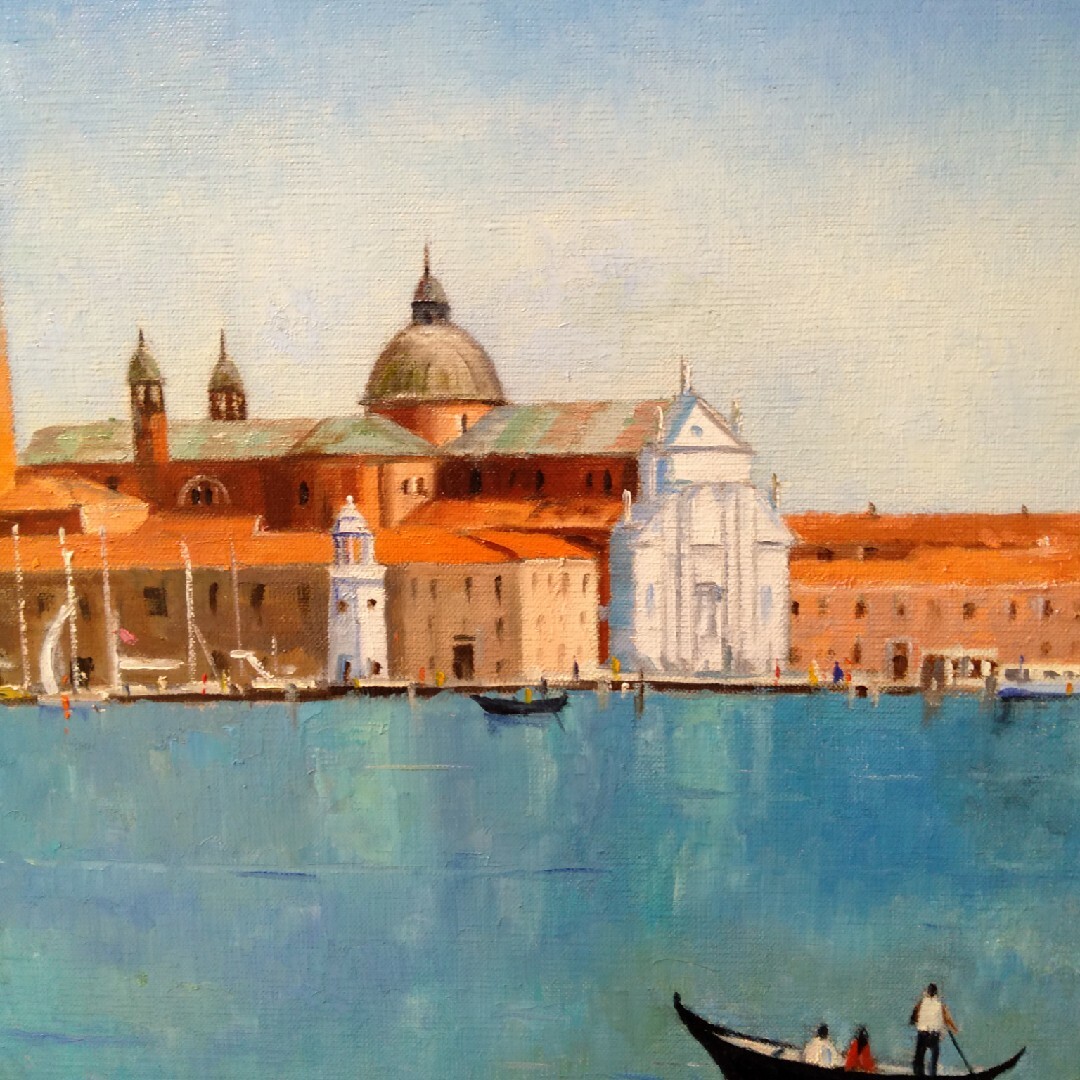 肉質油絵 横 P10 ベニス 梅沢民雄 額装仕上げ品 肉質油絵 横 P10